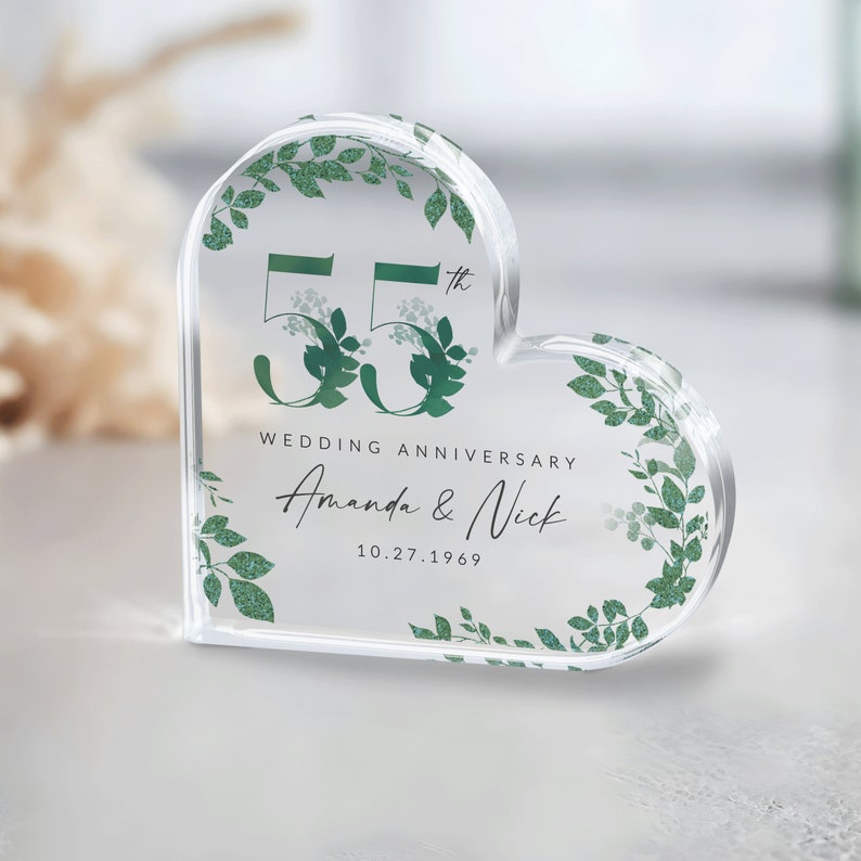 Emerald Anniversary Gift for Couple, Personalized Emerald Anniversary Gift, 55th Anniversary Gift, 55th Wedding Anniversary Keepsake Plaque