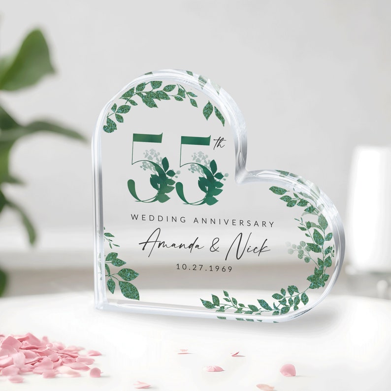 Emerald Anniversary Gift for Couple, Personalized Emerald Anniversary Gift, 55th Anniversary Gift, 55th Wedding Anniversary Keepsake Plaque