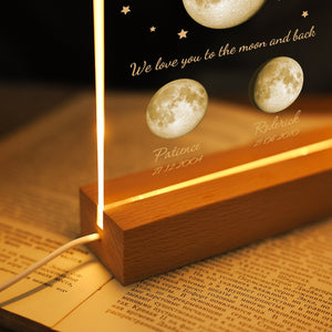 Personalized Moon Phase Night Light, First Mother Gift for Mum Mama, Custom Moon Acrylic Plaque, Moon LED Dector Lamp, The Night We Met Gift