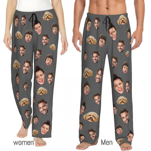 Custom Photo Pajamas, Personalized Face Unisex Pajamas, Custom Photo Pajama Pants for Women Men, Home Wear Set, Gifts for Wife Husband