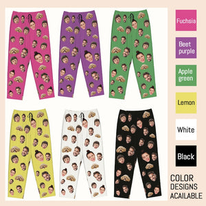 Custom Photo Pajamas, Personalized Face Unisex Pajamas, Custom Photo Pajama Pants for Women Men, Home Wear Set, Gifts for Wife Husband