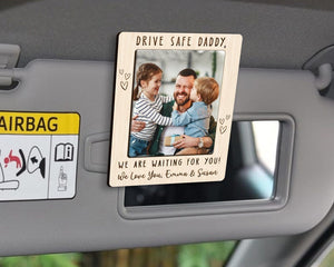 Personalized Dad Picture Frame Car Visor Clip, Drive Safe Daddy Car Visor Clip, Dad Gift from Kids, Father's Day Gift from Daughter