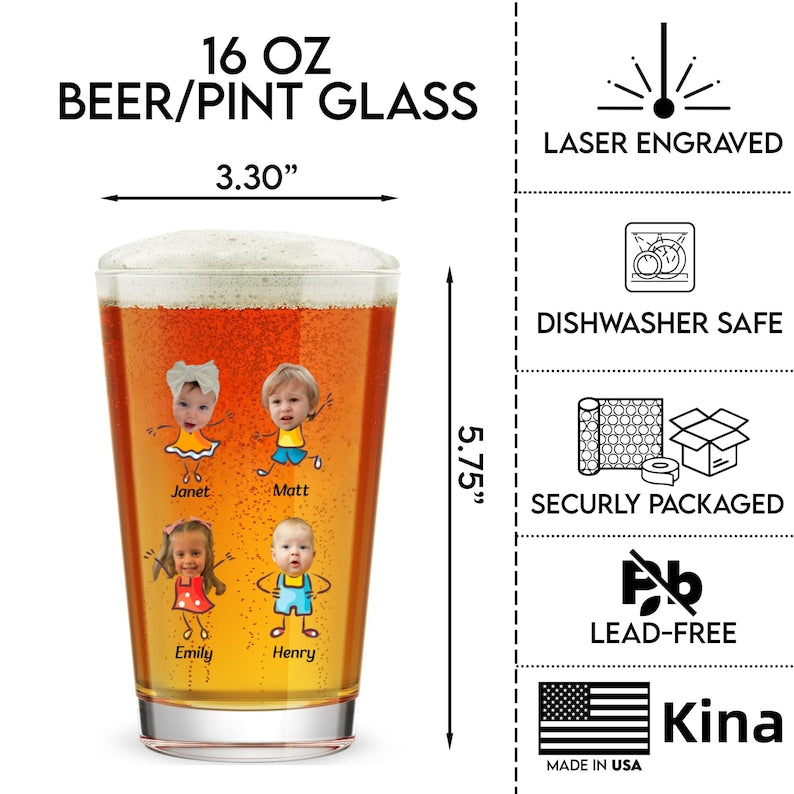 Father's Day Gift 2024, To Dad From The Reasons You Drink Beer Glass, Funny Gift For Dad From Kids, Dad Gift From Daughter Son, Pint Glass