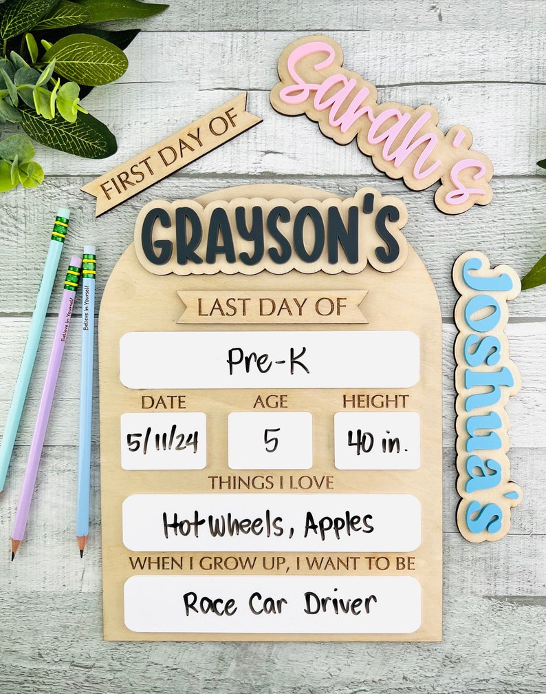 First Day of School Sign, Personalized Back to School Sign, Homeschool, Custom Reusable School Sign, Back to School Photo Prop, Last Day of