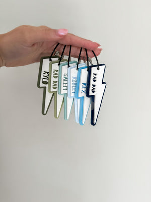 Lightning Bolt Backpack Tag for kids, Personalized Keychain, name keychain, Name Tag, keychain, Backpack Tag for kids, Lightning Bolt