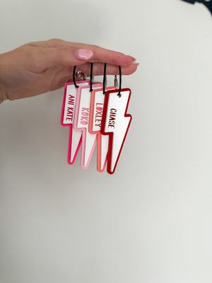 Lightning Bolt Backpack Tag for kids, Personalized Keychain, name keychain, Name Tag, keychain, Backpack Tag for kids, Lightning Bolt