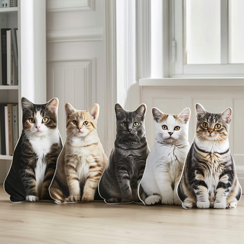 Custom Cat-shaped throw pillow, Personalized cat cushion, Custom pet pillow, Pet portrait pillow, Dog Pillow, Cat Pillow, Pet Memorial Gift