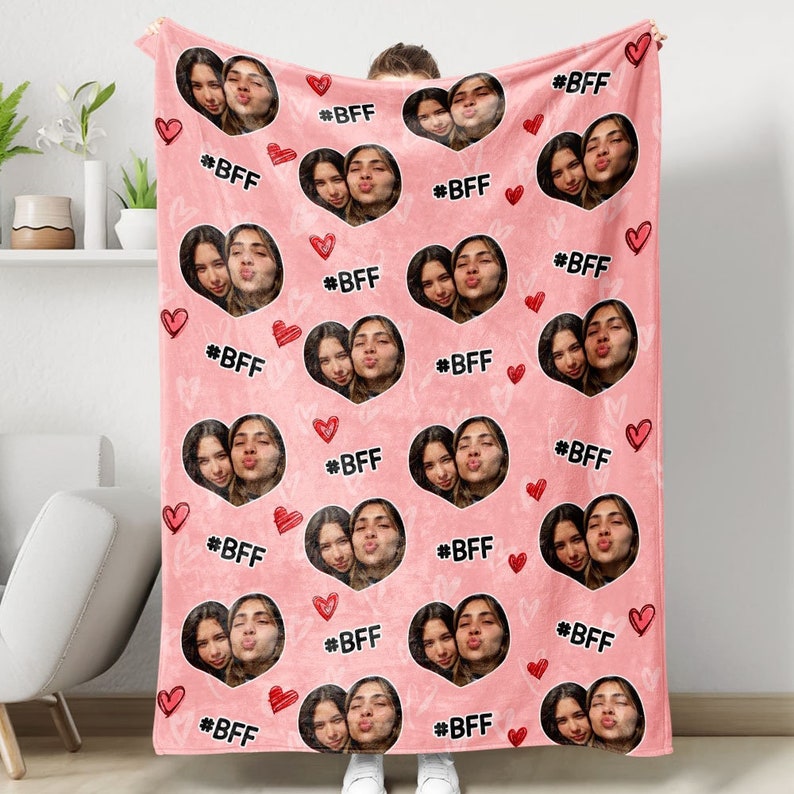 Besties Custom Gifts, Custom Photo Besties Blanket, Personalized Best Friends Gift, Gift For Best Friend, Gift For Besties, BFF Gift