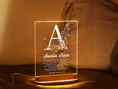 Personalized Baptized Acrylic Night Light, Custom Name, Nursery Decor, Baby Shower Gift, Personalized Nursery Gift,Newborn Gift,Gift For Kid