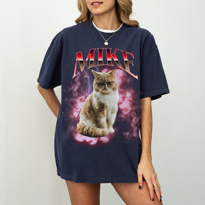 Custom Pet Bootleg Shirt, Custom Bootleg Rap Tee, Pet Photo Name Custom Cat Shirt, Vintage Cat Mum Shirt, Gift for Pet Lovers