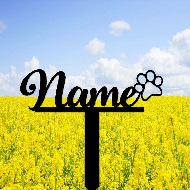 Personalized Pet Name Memorial Stake,Cat Dog Pet Metal Grave Marker with Paw Print,Custom Pet Cemetery Stake,Loss of Dog Pet Sympathy Gift