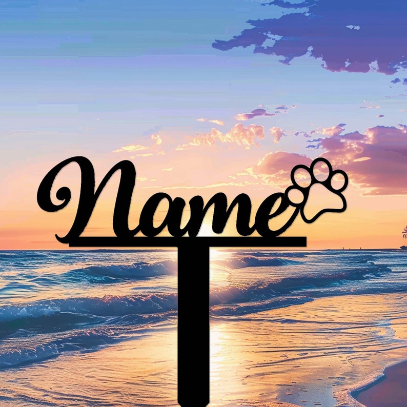 Personalized Pet Name Memorial Stake,Cat Dog Pet Metal Grave Marker with Paw Print,Custom Pet Cemetery Stake,Loss of Dog Pet Sympathy Gift