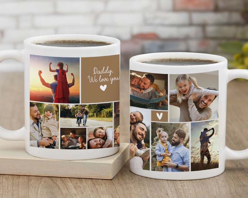 Personalized Photo Mug For Dad, Custom Photo Collage Gift, Fathers Day Gifts, Mug Gift For Daddy, Gift For Husband From Wife, Dad Gift