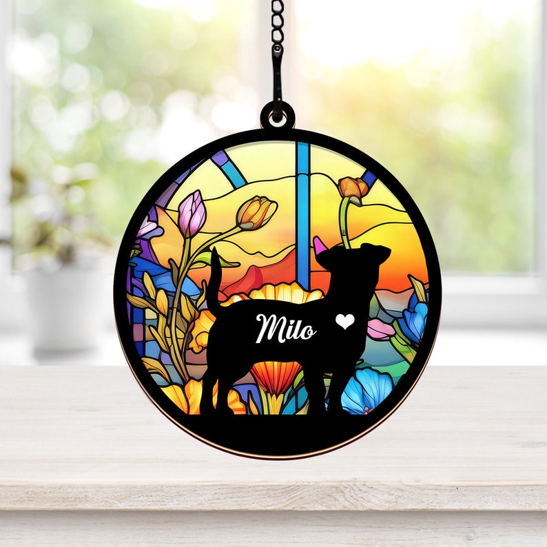 Personalized Dog Memorial Suncatcher, Dog Memorial Ornament, Custom Dog Loss Ornament,Dog Angel Suncatcher,Dog Memorial Gift, Dog Lover Gift