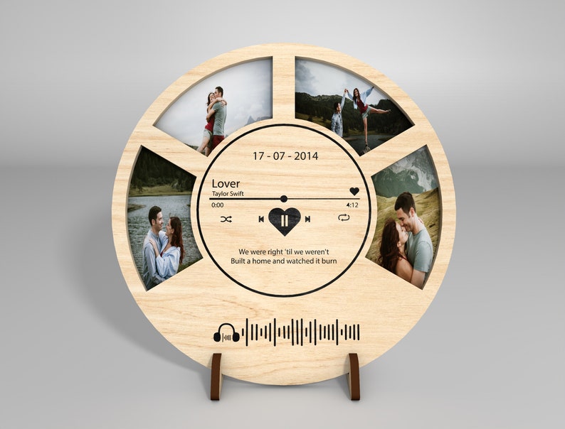 Personalized Song Plaque Photo Frames,Valentine Music Picture Frame, Spotify Playlist Music,Picture Frame With Stand