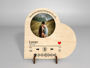 Personalized Song Plaque Photo Frames,Valentine Music Picture Frame, Spotify Playlist Music,Picture Frame With Stand