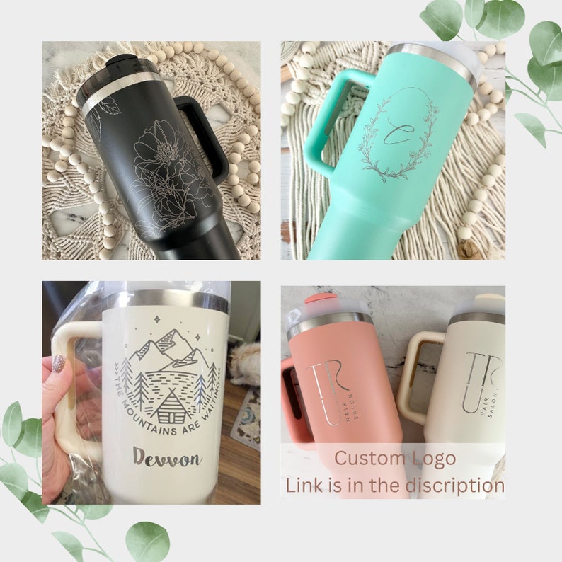 Personalized 40oz Tumbler With Handle Lid and Straw, Insulated Engraved Cup, Bridesmaid proposal, Gifts for Her, Corporate Custom Logo