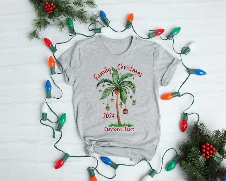 Tropical Christmas shirts,Christmas on the beach,Christmas palm tree,Family Christmas shirts,Christmas matching shirts