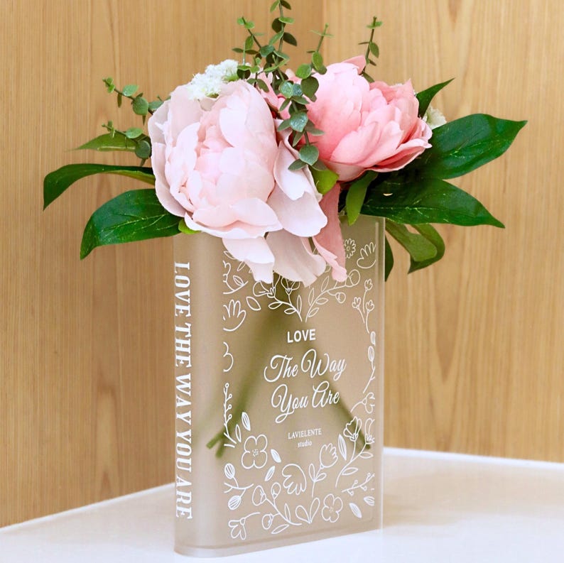 Blooming Acrylic Book Vase Home Decor Gifts for Book Lovers and Readers Bookish Gifts for Special Occasions, Birthdays, and Housewarmings
