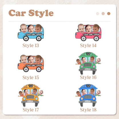 Customized Toy Car Photo Air Freshener, Drive Safe Daddy Car Freshies, Baby Kid Photo Face Car Hanger, Car Accessories, Birthday Gift