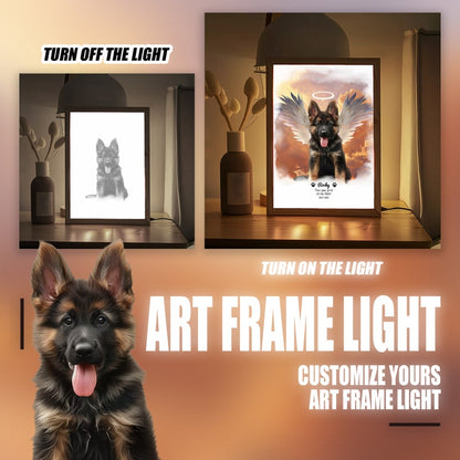 Customizable Fur Baby on Art Frame Light, Personalized Pet Lovers Portrait Commission, Pet Portrait Keepsake Light,Loss Gift Grief