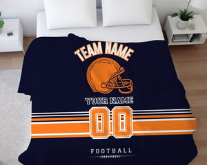 Personalized Name Number Football Blanket, Custom Game Day Gift for Football Lover, Perfect Gift for Dad & Son, Man Cave Gift for Sports Fan