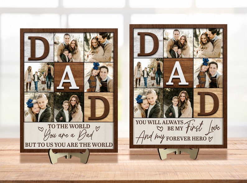 Custom First Dad Now Grandpa Wood Plaque, Personalized Dad and Kids Fist Bump With Name Wood Sign, Father's Day Gift, Dad Gift, Grandpa Gift