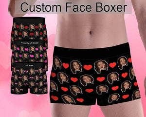 Personalized Face Boxer Briefs For Men, Funny Underwear With Face, Photo Boxers, Custom Wedding Gift for Bridegroom, Crazy Boxers For Dad