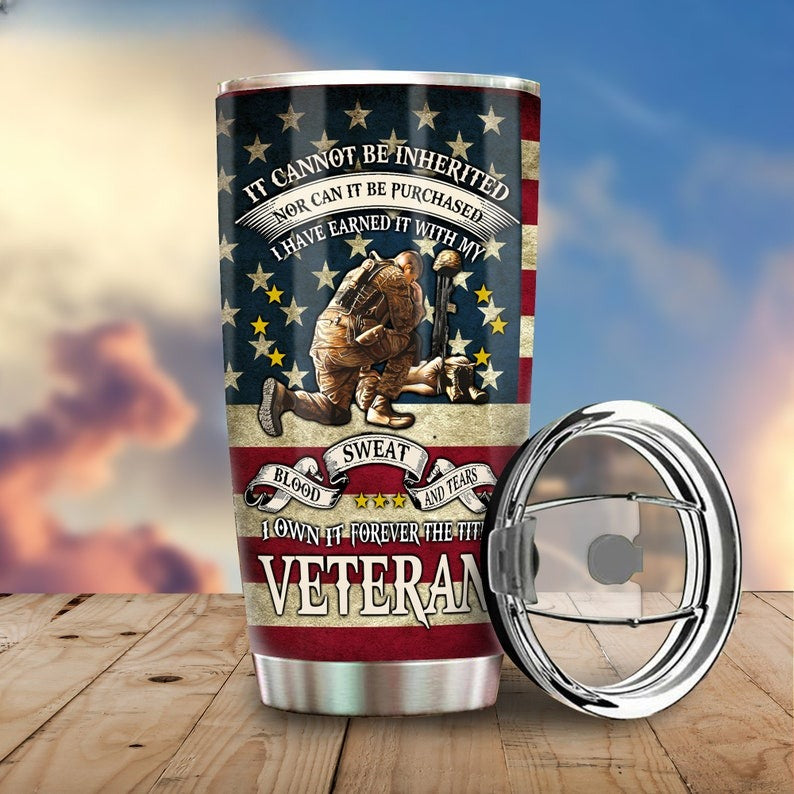 Honor Veteran Insulated Tumbler, Veteran Military Tumbler, Patriotic Tumbler, Military Bald Eagle Insulated Coffee Cup, Gift For Veteran