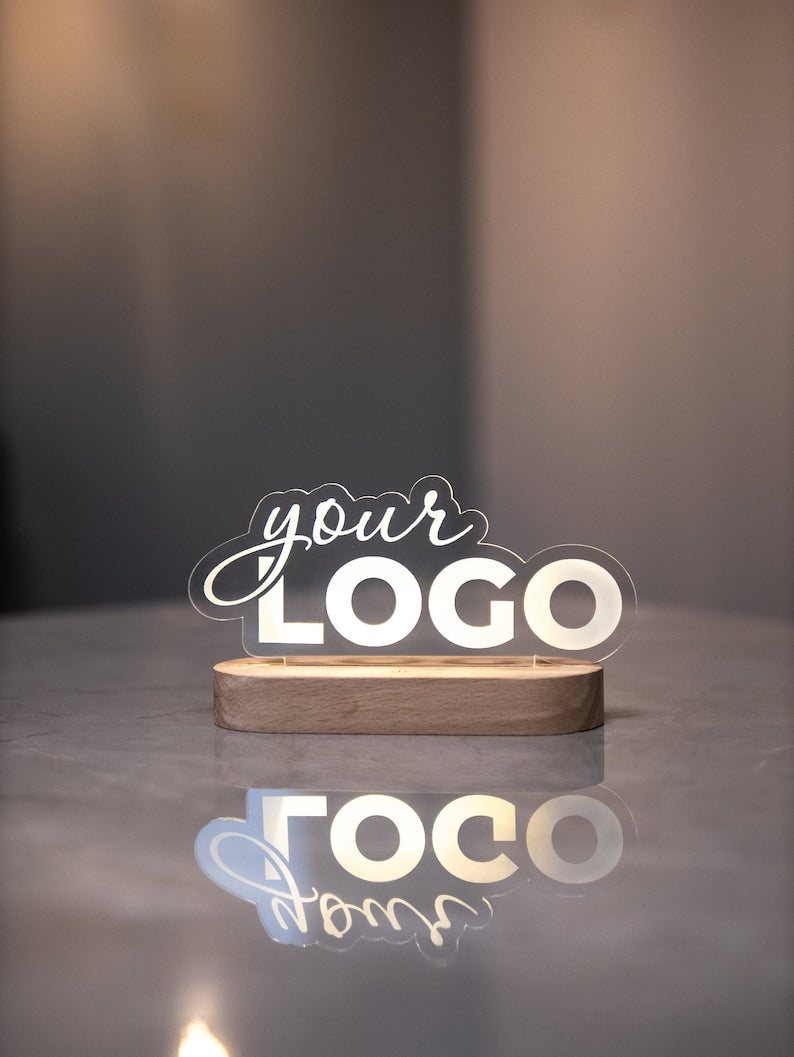 Custom Logo Light Lamp, Corporate Gifts, Wood Business Logo Night Light, Custom Logo Sign, Logo LED Light, Business Brand Logo Table Light