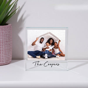 Personalised Our Family Photo Glass Block UV Printed Gifts Ideas For Birthday Christmas Mothers Day Fathers Day Memories Image Family Print