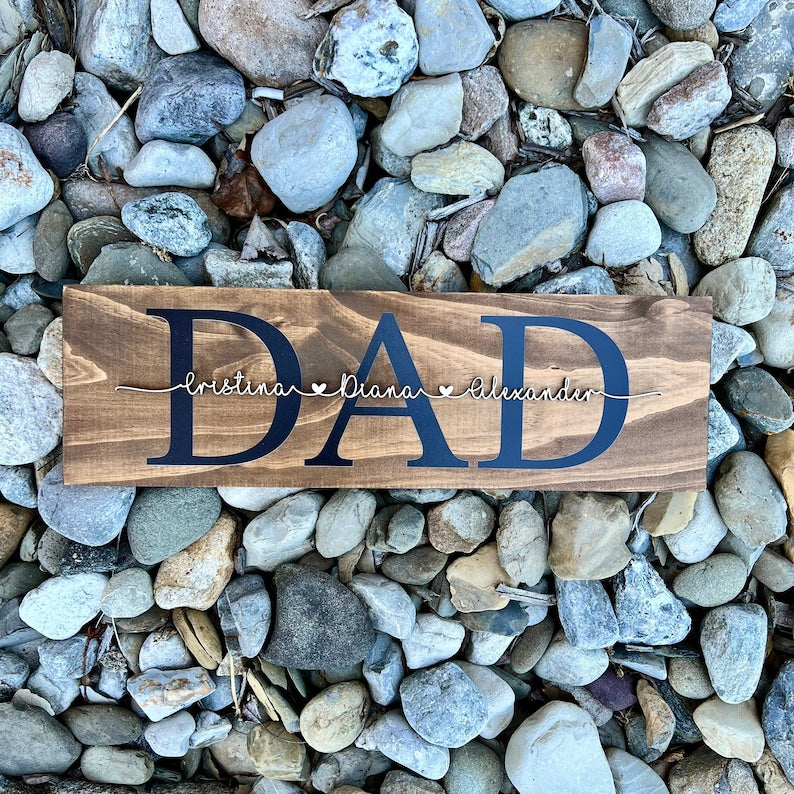 Personalized Dad Wood Sign | Custom Kids Names | Birthday Gift from Daughter | Fathers Day Gift from Kids
