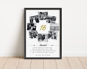 Personalised 40th Birthday Photo Collage, 40th Celebration Gift, Celebration Wall Art, Polaroid Photo Decor, Custom Years Old Gift Best Friend