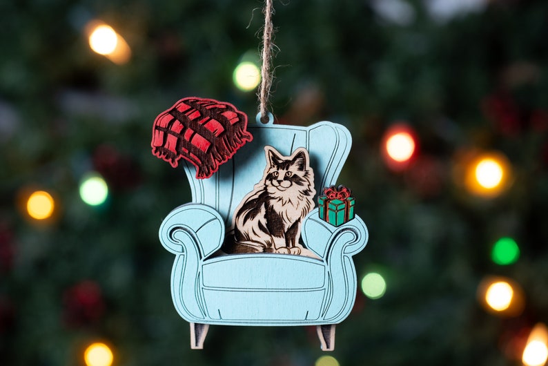 Christmas Layer Ornament, Interchangeable Cat Breed Christmas Armchair Ornament, Cat Lady Gift