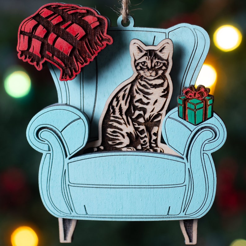 Christmas Layer Ornament, Interchangeable Cat Breed Christmas Armchair Ornament, Cat Lady Gift