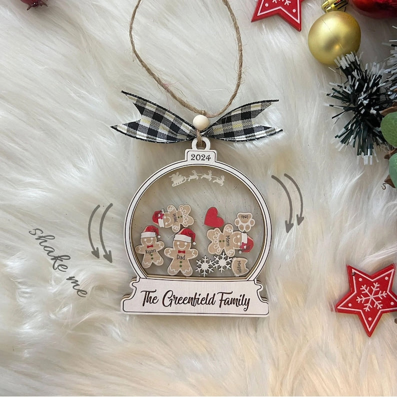 Personalized Gingerbread With Hat Family Christmas Ornament, Custom Family Ornament 2025, 4D Customized Cookie Ornament Gift for Christmas