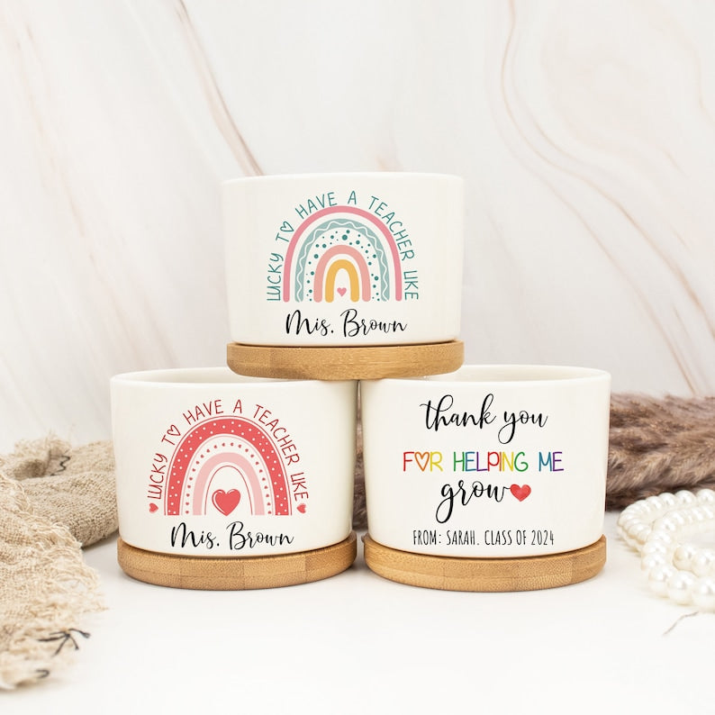 Thank You Teacher Gifts,Teacher Appreciation Gift,Custom Plant Pot, Flower Pot for Teacher, End Of Year Gift for Teacher, Thank You Gifts