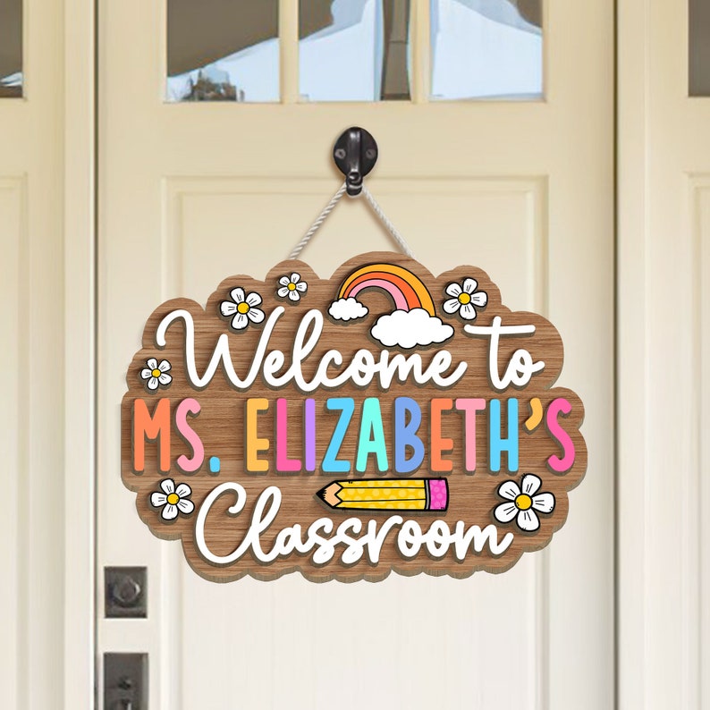 Personalized 3D Teacher Door Sign, Teacher Gifts, Classroom Welcome Sign, Back to School Gift, 3D Teacher Name Sign, Classroom Decoration