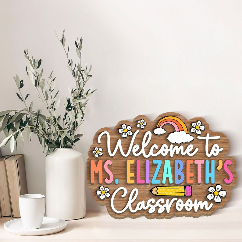 Personalized 3D Teacher Door Sign, Teacher Gifts, Classroom Welcome Sign, Back to School Gift, 3D Teacher Name Sign, Classroom Decoration
