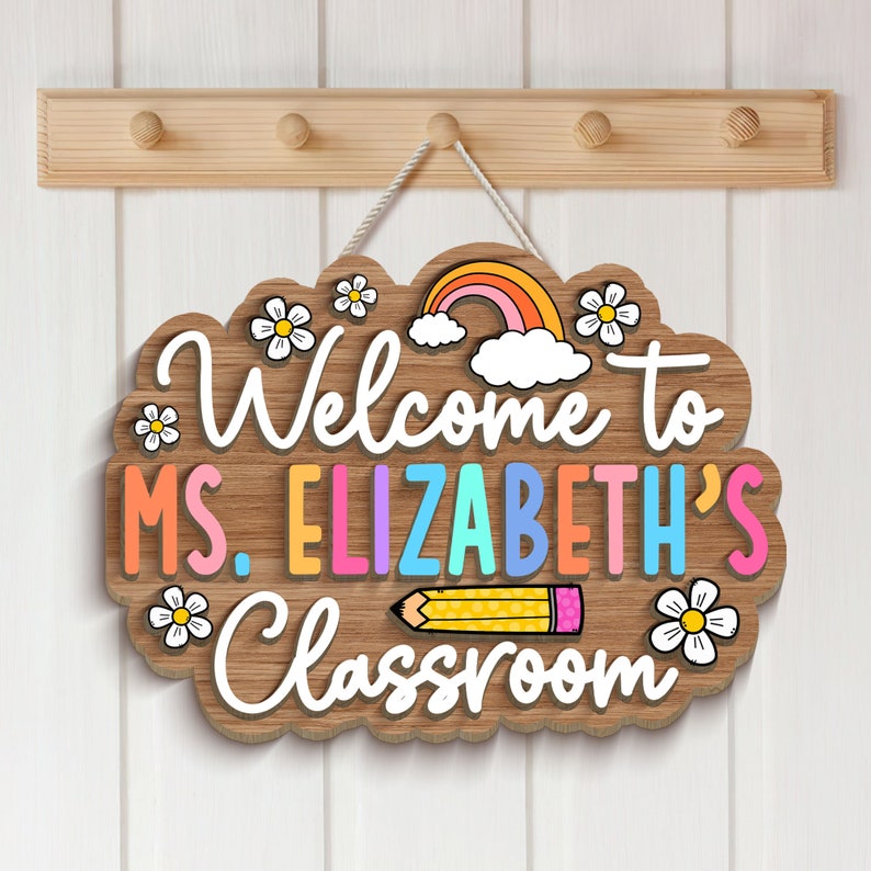 Personalized 3D Teacher Door Sign, Teacher Gifts, Classroom Welcome Sign, Back to School Gift, 3D Teacher Name Sign, Classroom Decoration