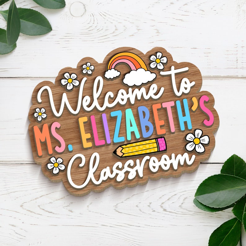 Personalized 3D Teacher Door Sign, Teacher Gifts, Classroom Welcome Sign, Back to School Gift, 3D Teacher Name Sign, Classroom Decoration