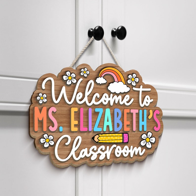 Personalized 3D Teacher Door Sign, Teacher Gifts, Classroom Welcome Sign, Back to School Gift, 3D Teacher Name Sign, Classroom Decoration
