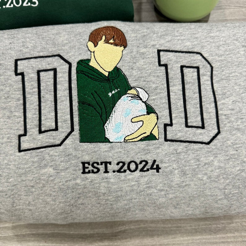 Father's Day Personalized Embroidered Family Photo Shirt