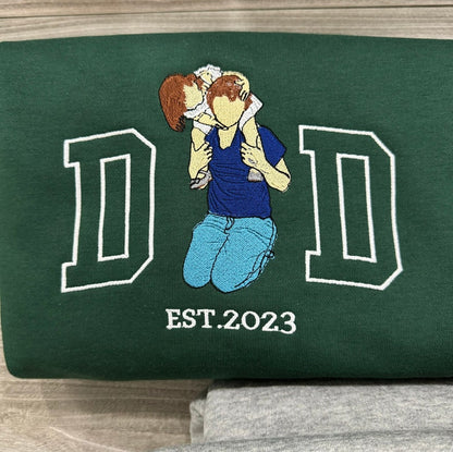 Father's Day Personalized Embroidered Family Photo Shirt