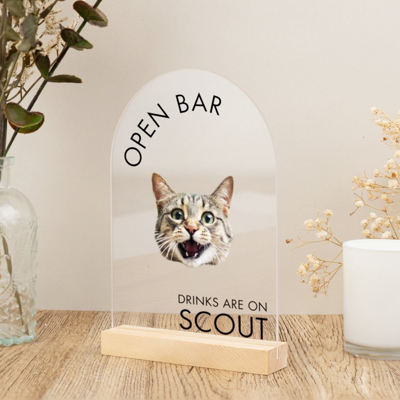 Open Bar Dog Sign, Drinks are On Us Sign, Open Bar Wedding Sign, Customized Dog Acrylic Sign, Pet Parents Signs Bar Signs Pet Drink Sign