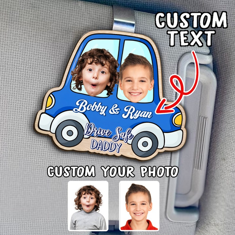 Personalized Photo Drive Safe Daddy Gift, Custom Car Visor Clip Photo, Fathers Day Picture Frame, New Dad from Baby, 1st Time Dad Gift