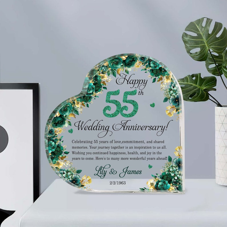 Personalized 55th Wedding Anniversary Gift Heart Acrylic Plaque, 55th Wedding Gifts For Parents, Wedding Anniversary Gift, Husband Gift il_794xN.6069130332_525t.jpg