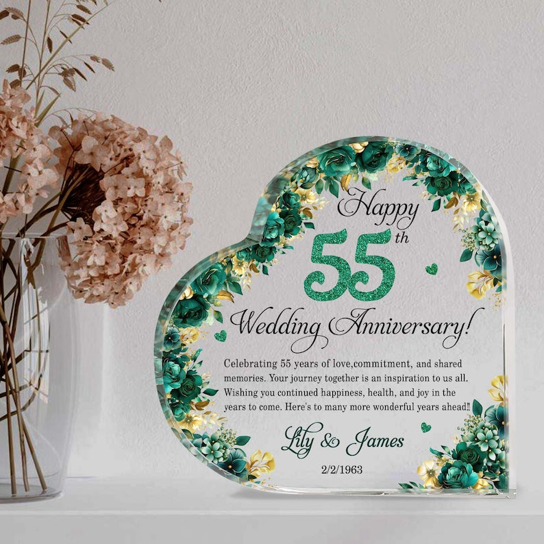 Personalized 55th Wedding Anniversary Gift Heart Acrylic Plaque, 55th Wedding Gifts For Parents, Wedding Anniversary Gift, Husband Gift il_794xN.6069130334_f5ar.jpg