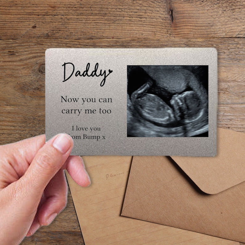 Personalised Fathers Day Baby Scan Wallet Card for Daddy to be -Happy Birthday Gift from the bump - Grandad Surprise - Sonogram - Daddy 1st