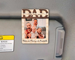 Customized Picture Dad And Children Gift, Personalized Father's Day Sun Visor Clip, Picture Visor Clip, Drive Safe Daddy Photo Frame